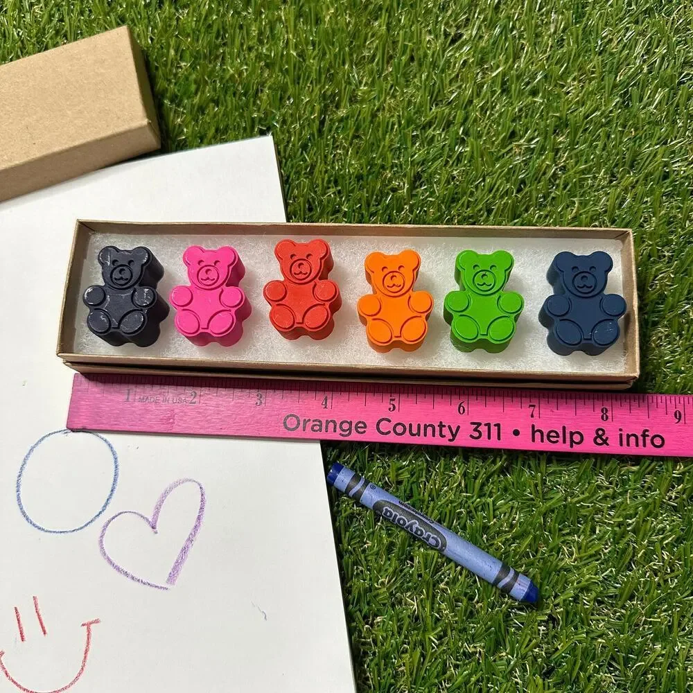 2/$30 Gummy Bears Crayons (6) Kids Girls Boys, Unique Colorful Fun Birthday Gift